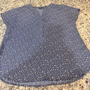 Adrianna Papell Blue and White Patterned Blouse